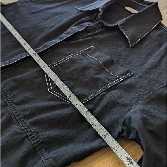 & Other Stories Black Cotton/Linen Topstitched Utility Shirt Mini Dress, size 10 - Picture 7 of 10